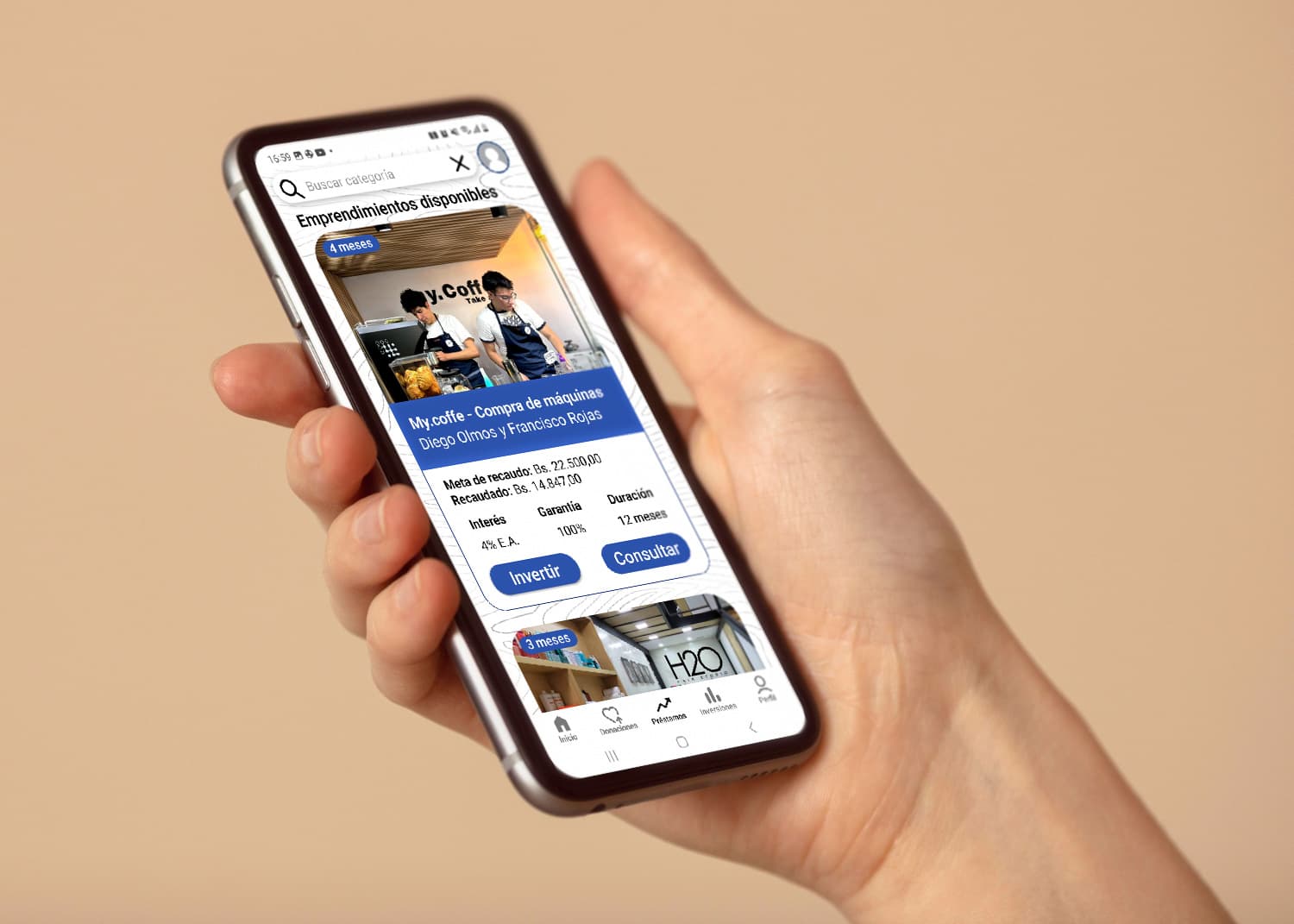 INTOK app mockup in hand